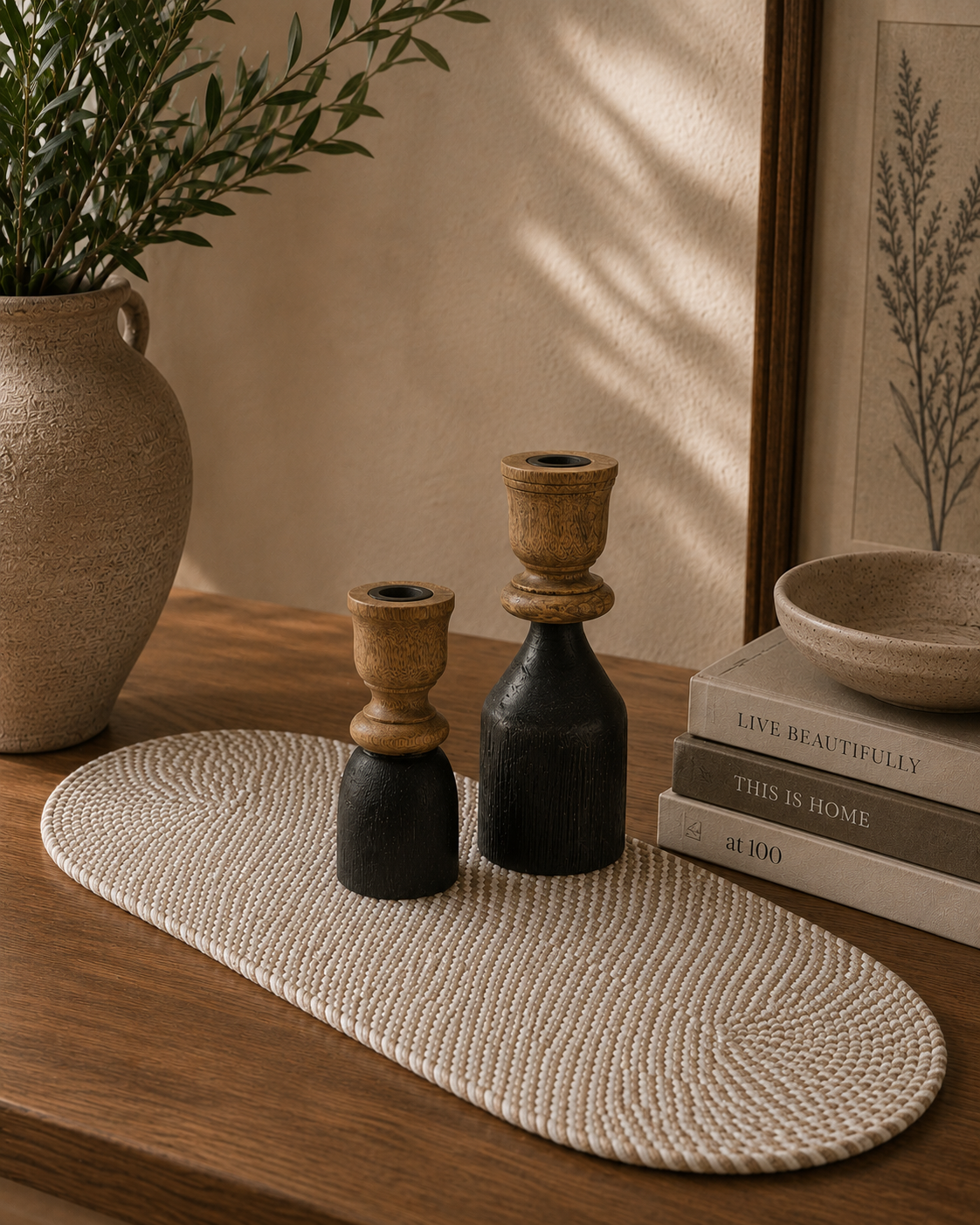 Wood Taper Candle Holders | Set of 2