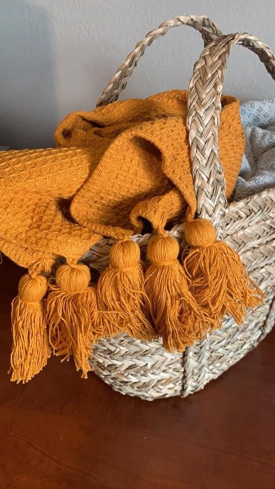 Mustard Cotton Throw