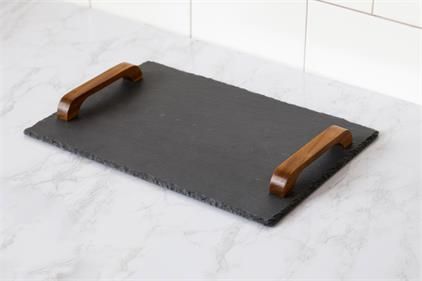 Slate Tray w/Wooden Handles