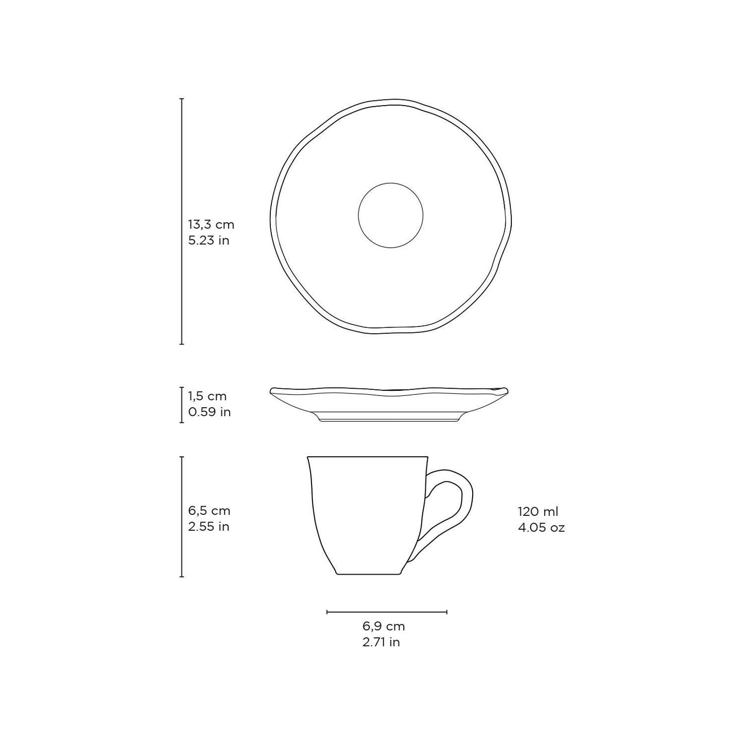 Espresso Coffee Cup & Saucer 4.1 Oz Home Decor, Dijon: Brown / Stoneware