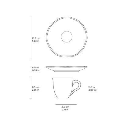 Espresso Coffee Cup & Saucer 4.1 Oz Home Decor, Terracotta: Brown / Stoneware