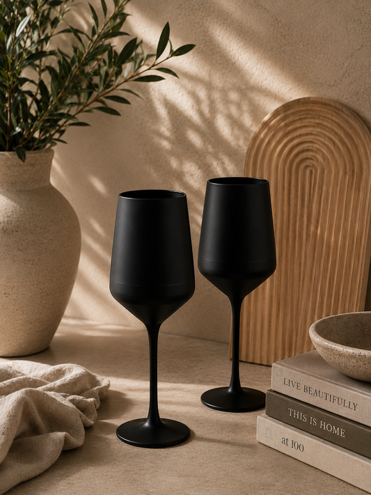 Noche Matte Black Wine Glasses | Set of 2
