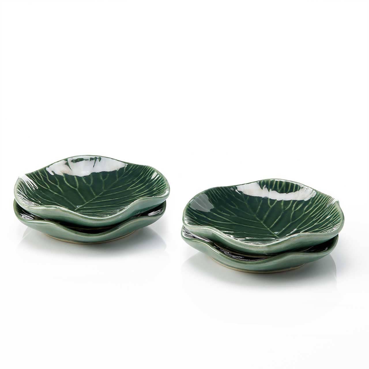 Lotus Leaf Ceramic Appetizer Plates - Set of 4