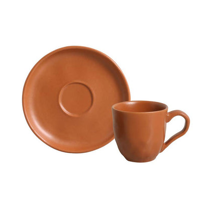 Espresso Coffee Cup & Saucer 4.1 Oz Home Decor, Terracotta: Brown / Stoneware