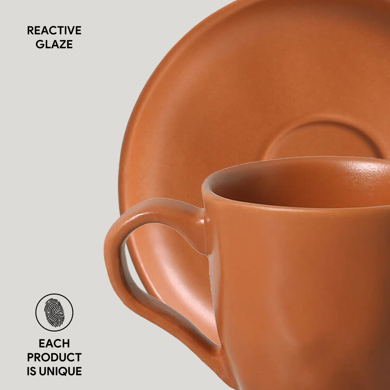 Espresso Coffee Cup & Saucer 4.1 Oz Home Decor, Terracotta: Brown / Stoneware