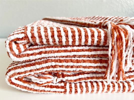 Chenille Woven Striped Throw Blanket