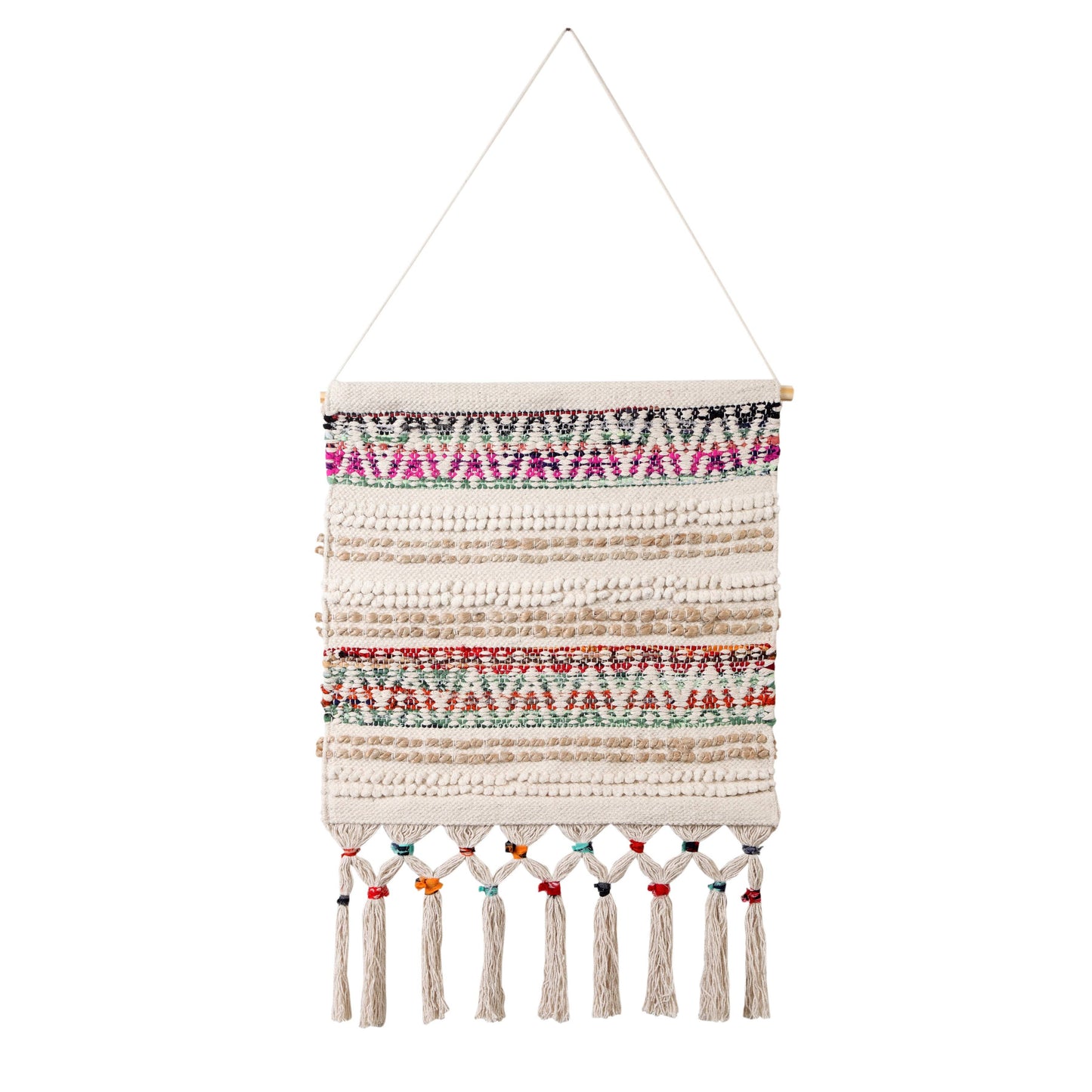 Boho Chindi Chevron Striped Woven Wall Hanging